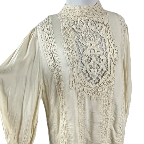 Free People Ethereal Edwardian Romantic Dainty Lace Mini Dress Ivory Medium NWT - Picture 6 of 15